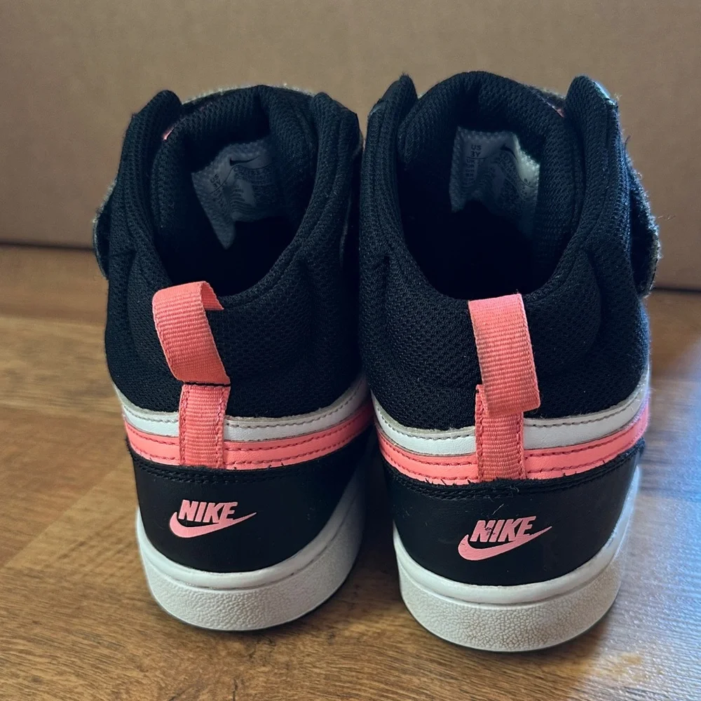 Nike Kids High-Top Sneakers in Black, White & Coral Pink - Picture 3 of 8